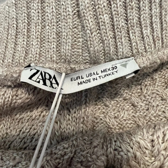 NWT Women’s Zara cable knit tan cream colored shorts size large - Picture 4 of 5